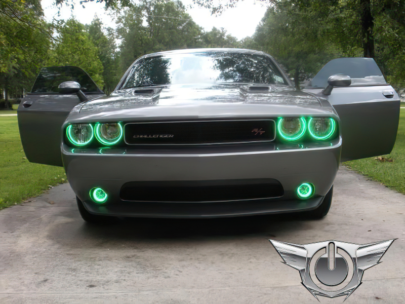 Dodge Challenger Headlight Halo Kit - ORACLE Lighting - LED Projector - Green - `08-`14